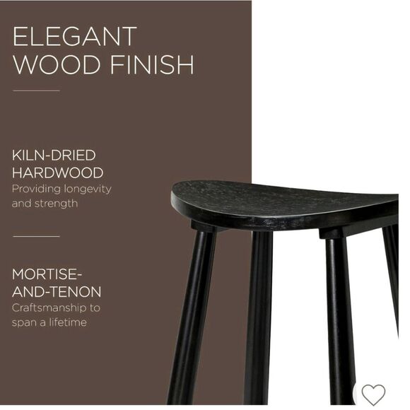 Maven Lane Luna Bar Stool In Rustic  Black Wood Finish - Picture 4 of 13